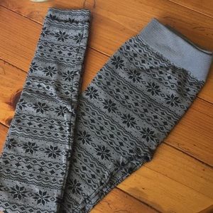 Gray and black snowflake leggings